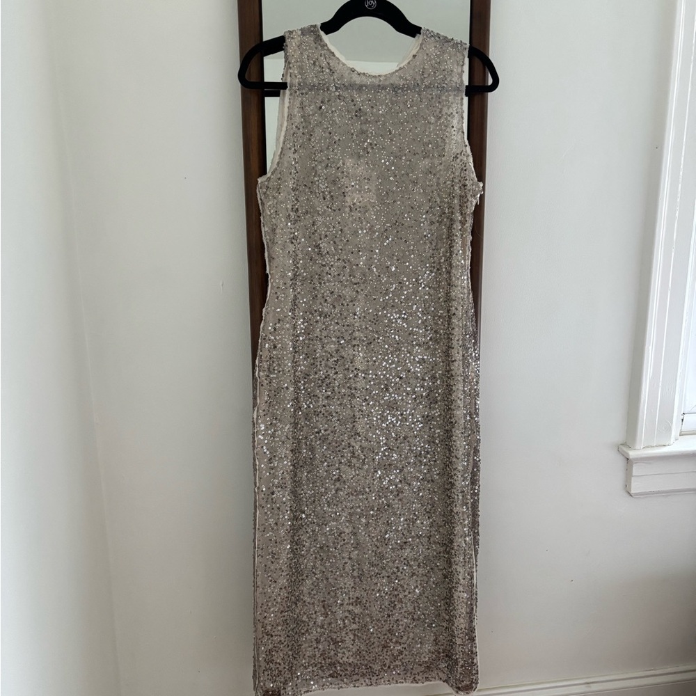 Zara Silver Sequin Sheath Dress
